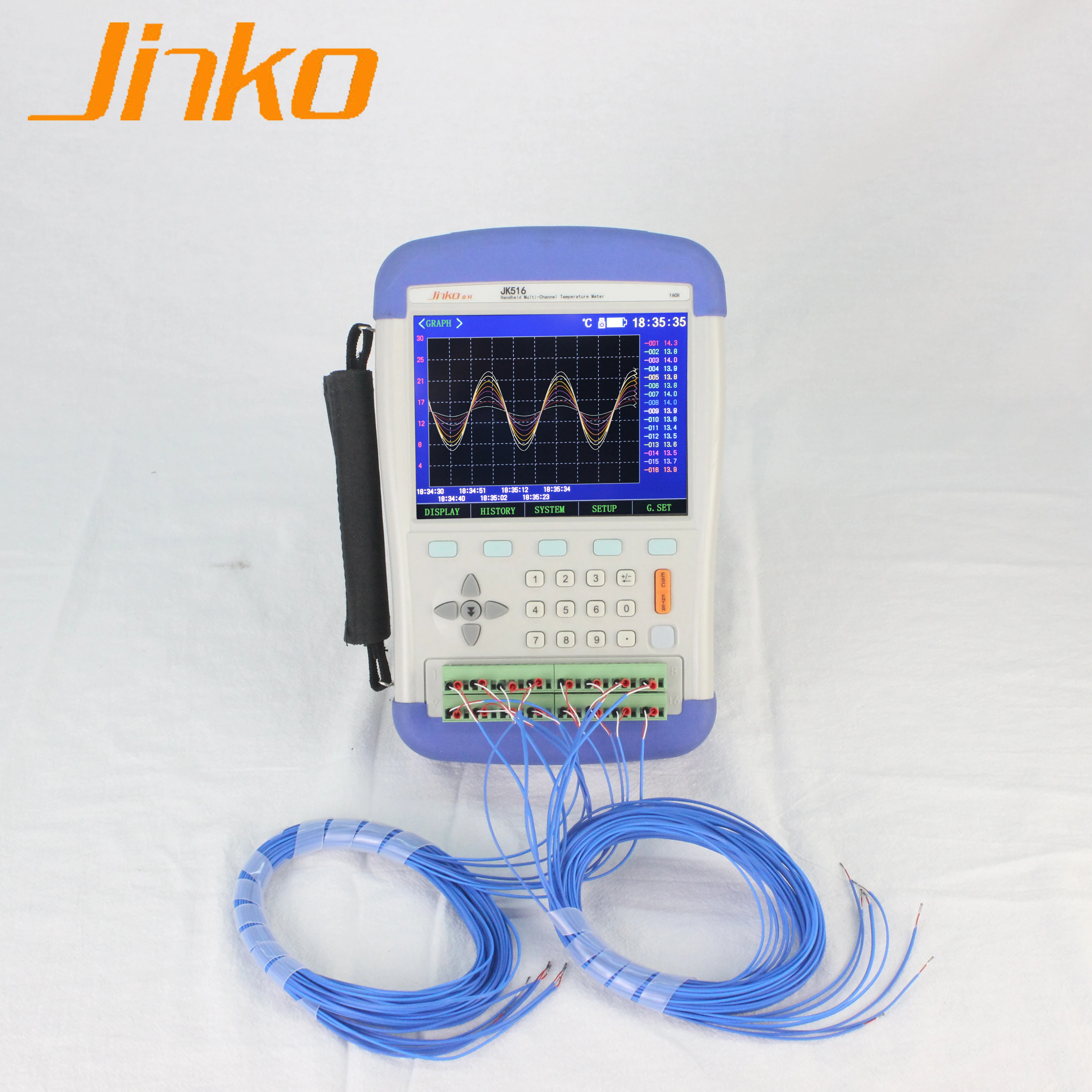 JK516 Handheld Multi Channel Temperature Data Logger Pt100 Data Logger 16 Channels Temperature Meter