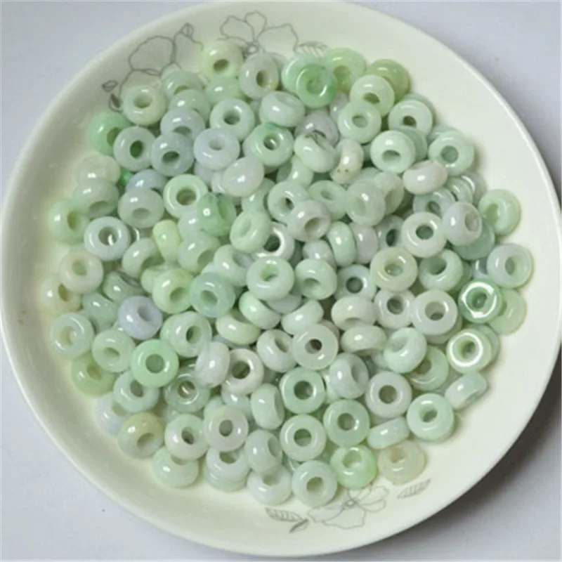 Thick round Jade Ring Big Hole Wheel Bead Ornament Wholesale10mm Natural EmeraldAGoods Jade Small Circle