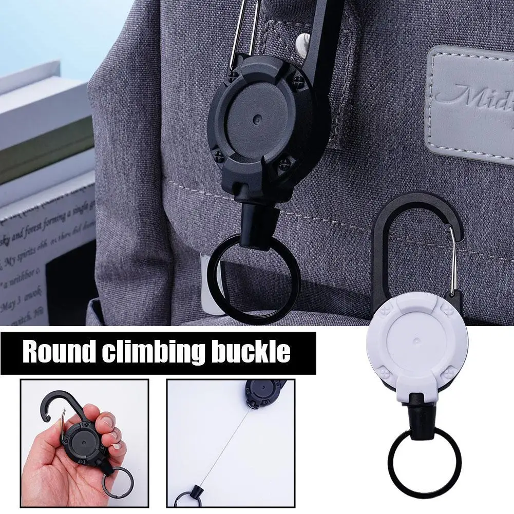 NEW Heavy Duty Retractable Pull Badges ID Reel Carabiner Key Chain Key Holder Retractable Wire Rope For Camping Fishing