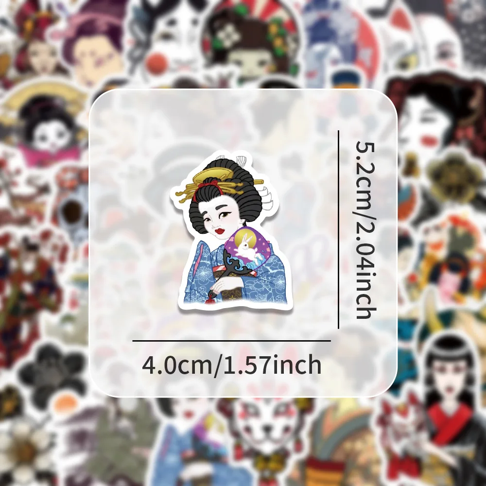 

50PCS Japanese Traditional Culture Stickers Doodle Creative Cool Decorative Glasses Box Refrigerator Wardrobe Stickers Decals