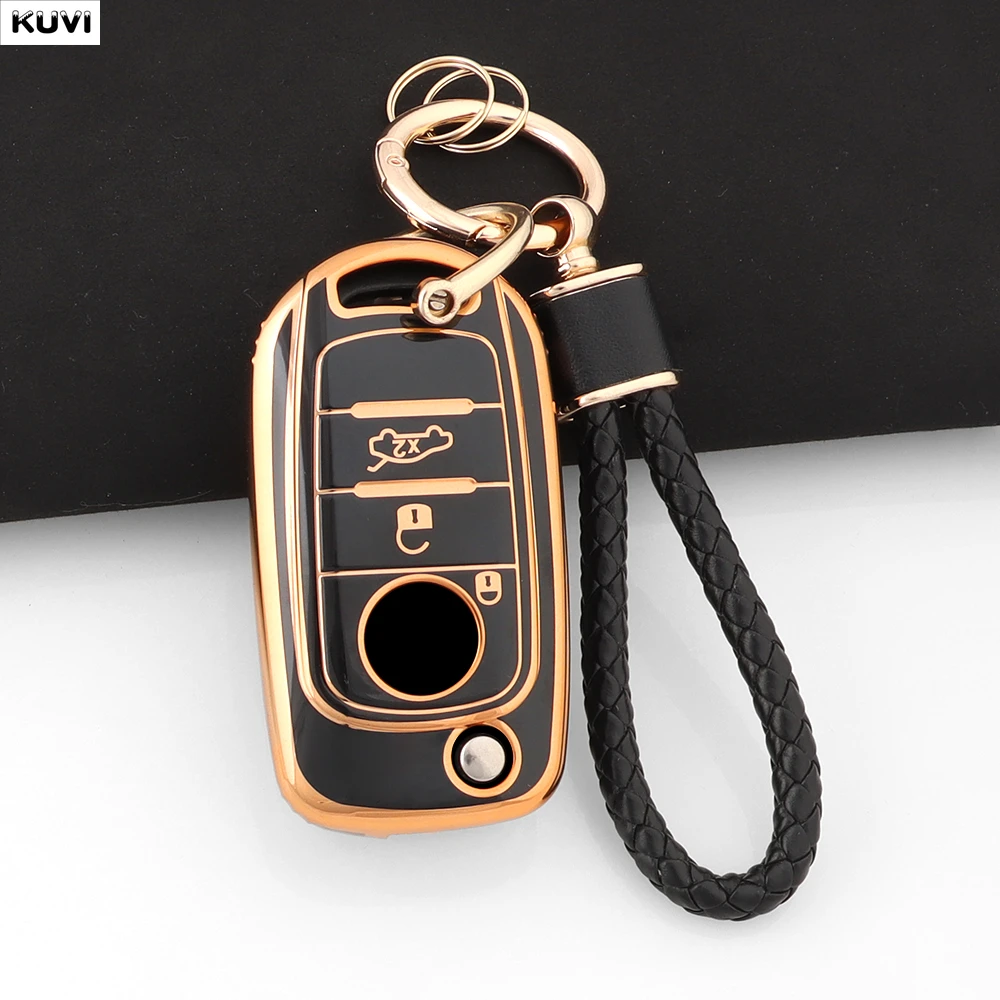 Plating TPU Car Folding Key Case Cover Shell For FIAT Tipo Toro Nuovo Freedom 500X Doblo Argo Grazie Protector Fob Accessories