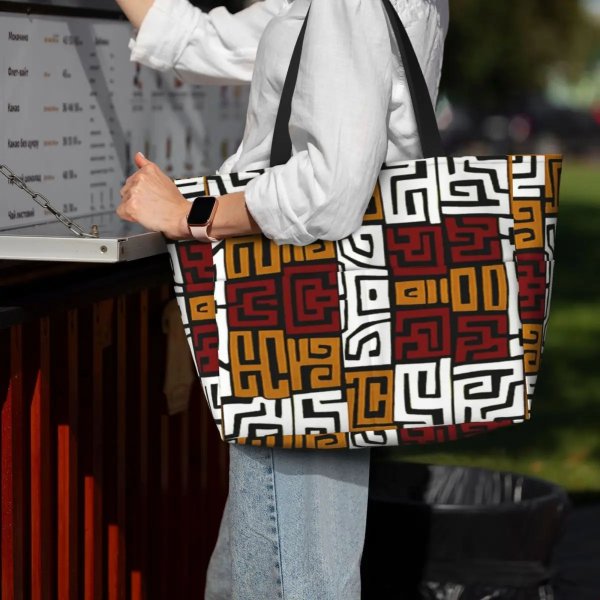 African Kuba Fabric Beach Tote Bag Sport Gym Yoga Duffle Large Tote Bag Women Travel Bag Fitness bag