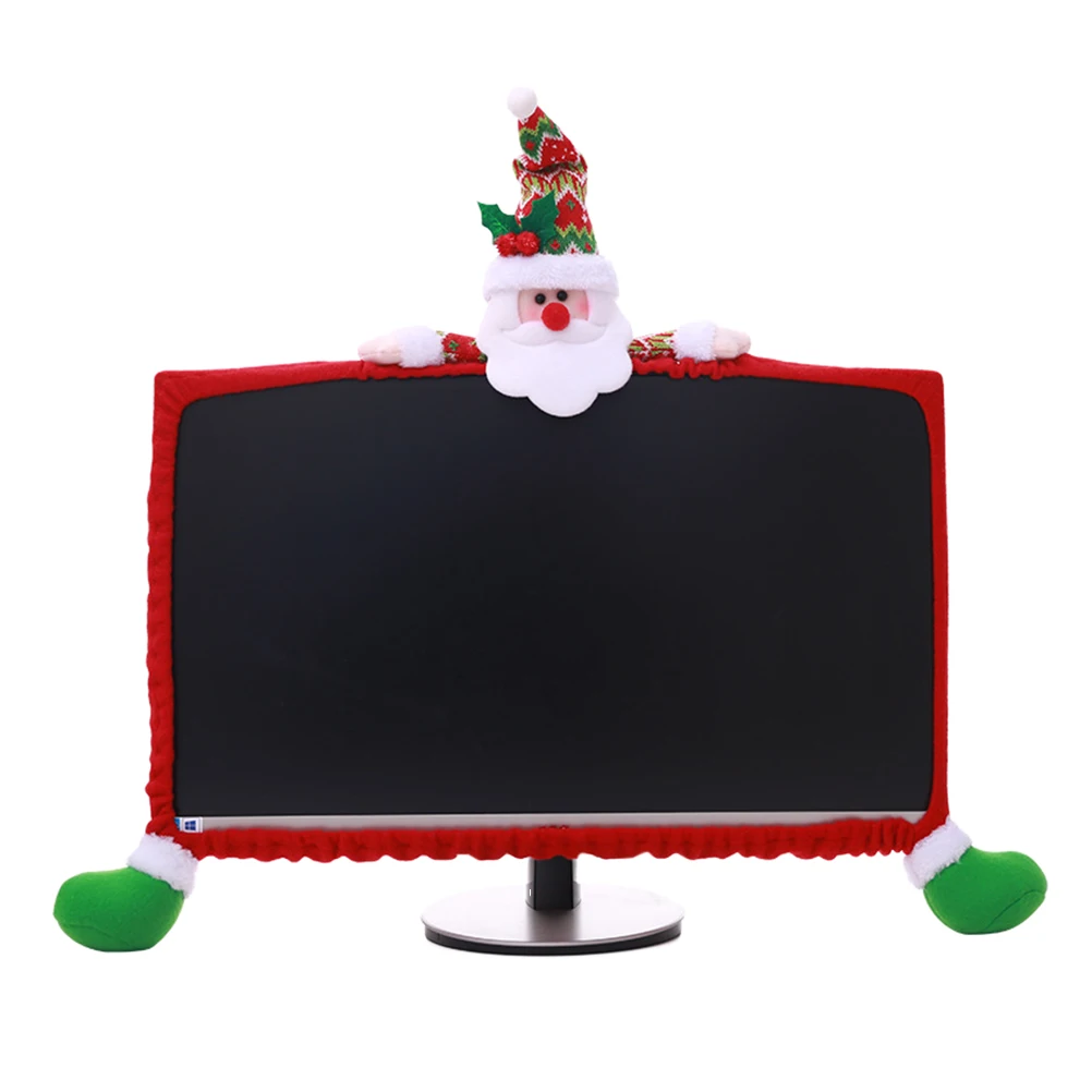 

25 -35inch Computer Screen Decoration Set Festival Ornament Monitor Cover Protector Christmas Decorations