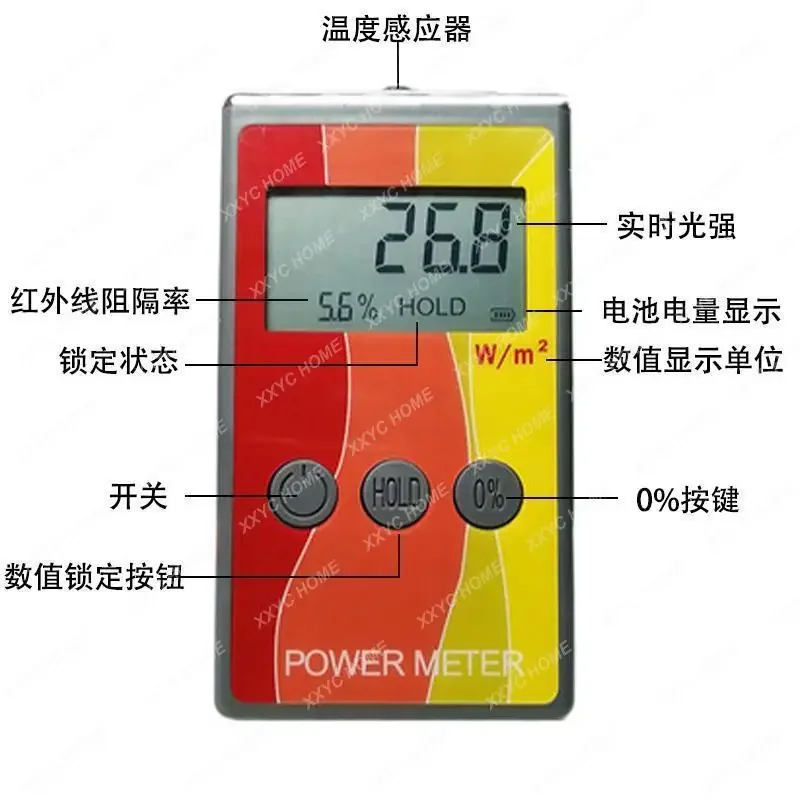Medidor de potencia infrarroja, probador de película solar, instrumento de detección de tasa de barrera infrarroja, revestimiento de vidrio de aislamiento térmico