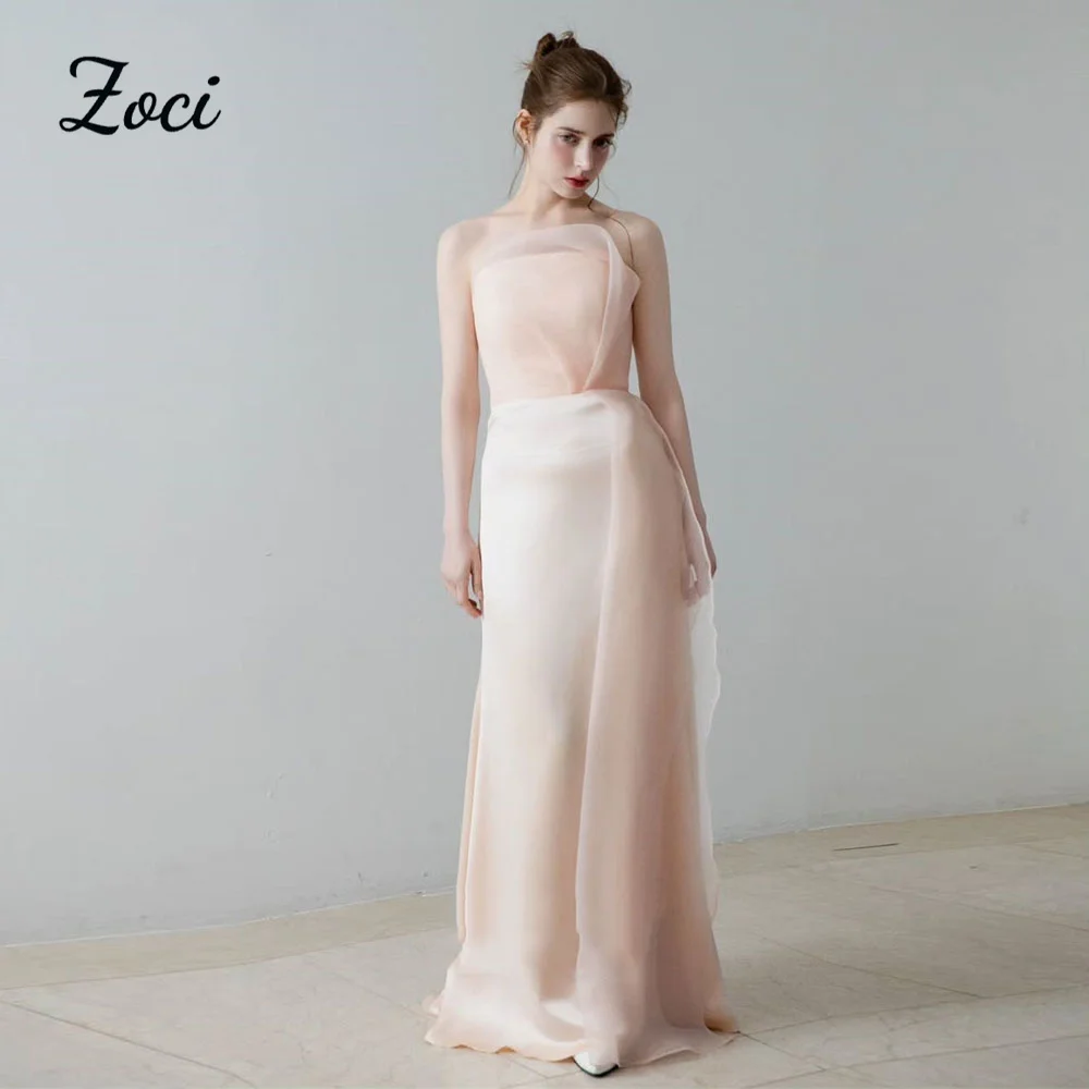 Zoci Modern Off The Shoulder Prom Dresses Korea Wedding Photos Shoot Gown Organza Mermaid Evening Gown Customized Wedding Dress