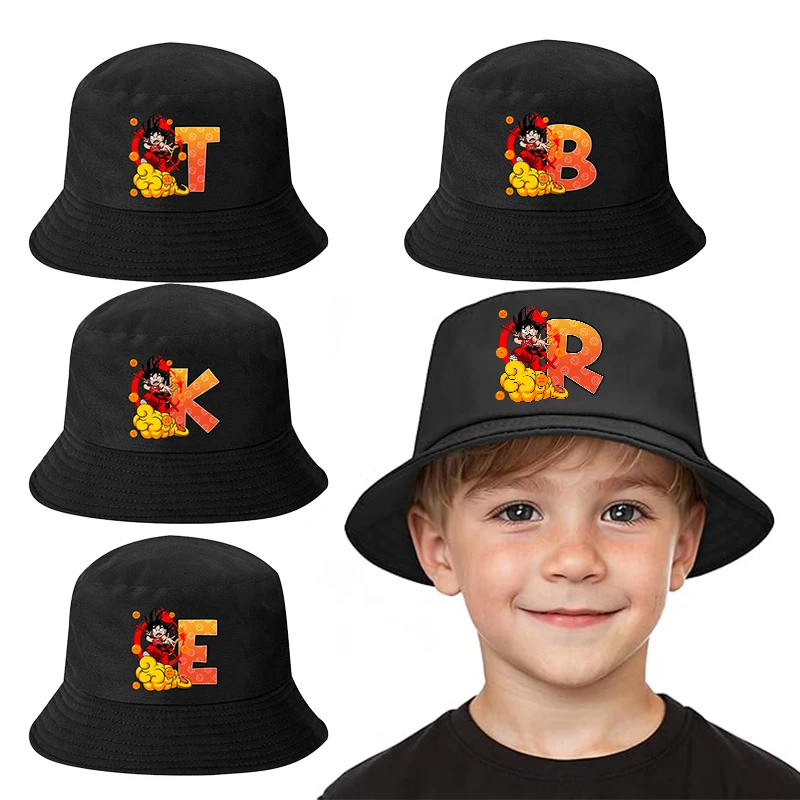 

Dragons Ball Letter A-Z Bucket Hat for Kids Adult Son Goku Anime Children Cotton Panama Cap Boy Men Summer Fisherman Sun Hats