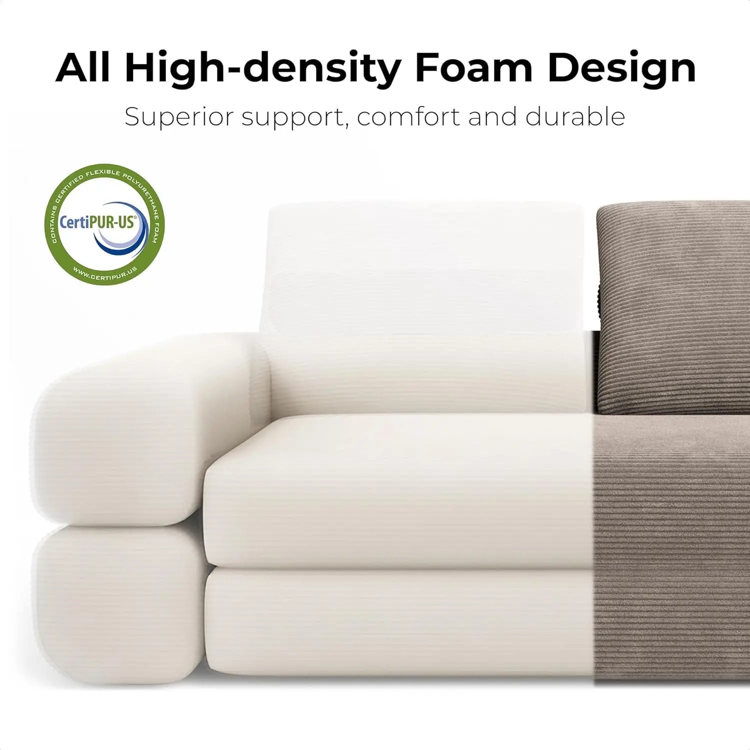 LIKIMIO โซฟาเบดแบบปรับนอนได้ โซฟาพื้น 3-in-1 ไม่ต้องประกอบ ที่นอนพับได้ หุ้มด้วยผ้าลูกฟูก สีเขียว สีเทาเข้ม