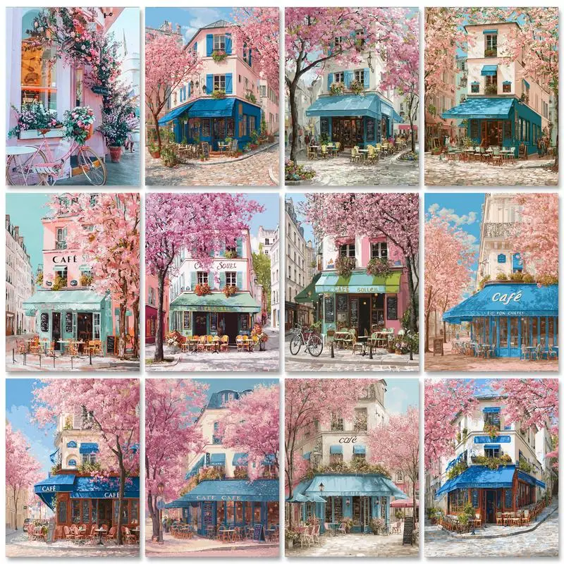 

GATYZTORY Painting By Numbers Hand Flower Shop Landscape Adult Acrylic Kit Diy Paint Artwork Gift Home