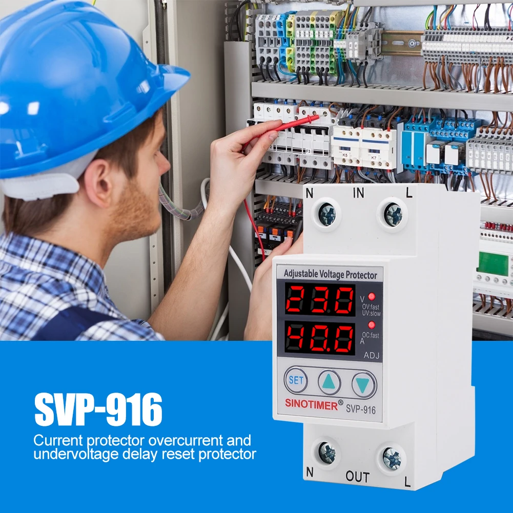 SVP-916 Adjustable Voltage Surge Protector Relay with Limit Current Protection