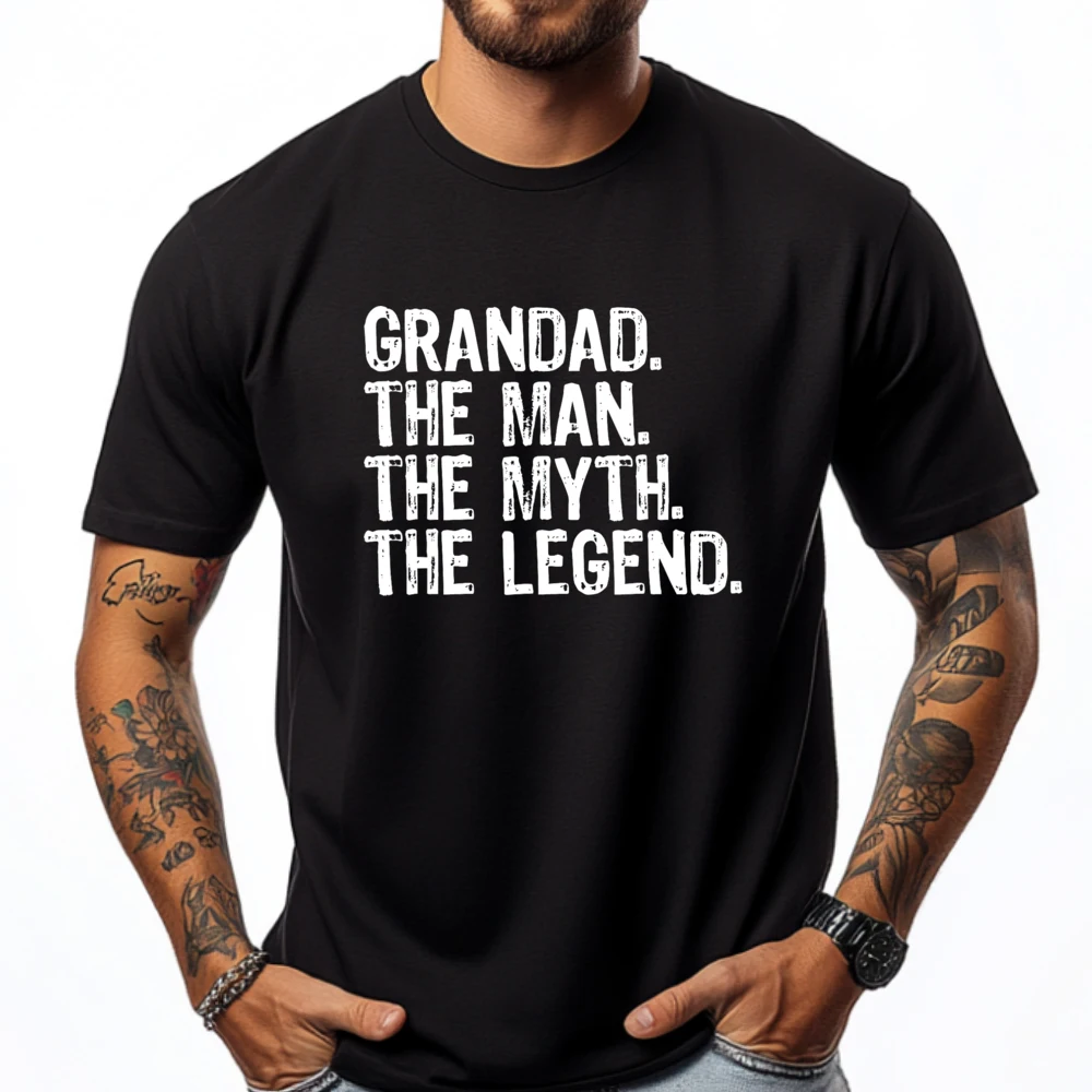 

Grandad The Man The Myth The Legend Cool Brand Clothing White T Shirt Men Outdoor Streetwear Short Sleeve