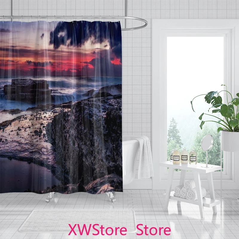 

Waterproof PEVA Sunset Shower Curtain Fade Resistant Vibrant Colors Easy To Clean Waterproof and Mildew Proof
