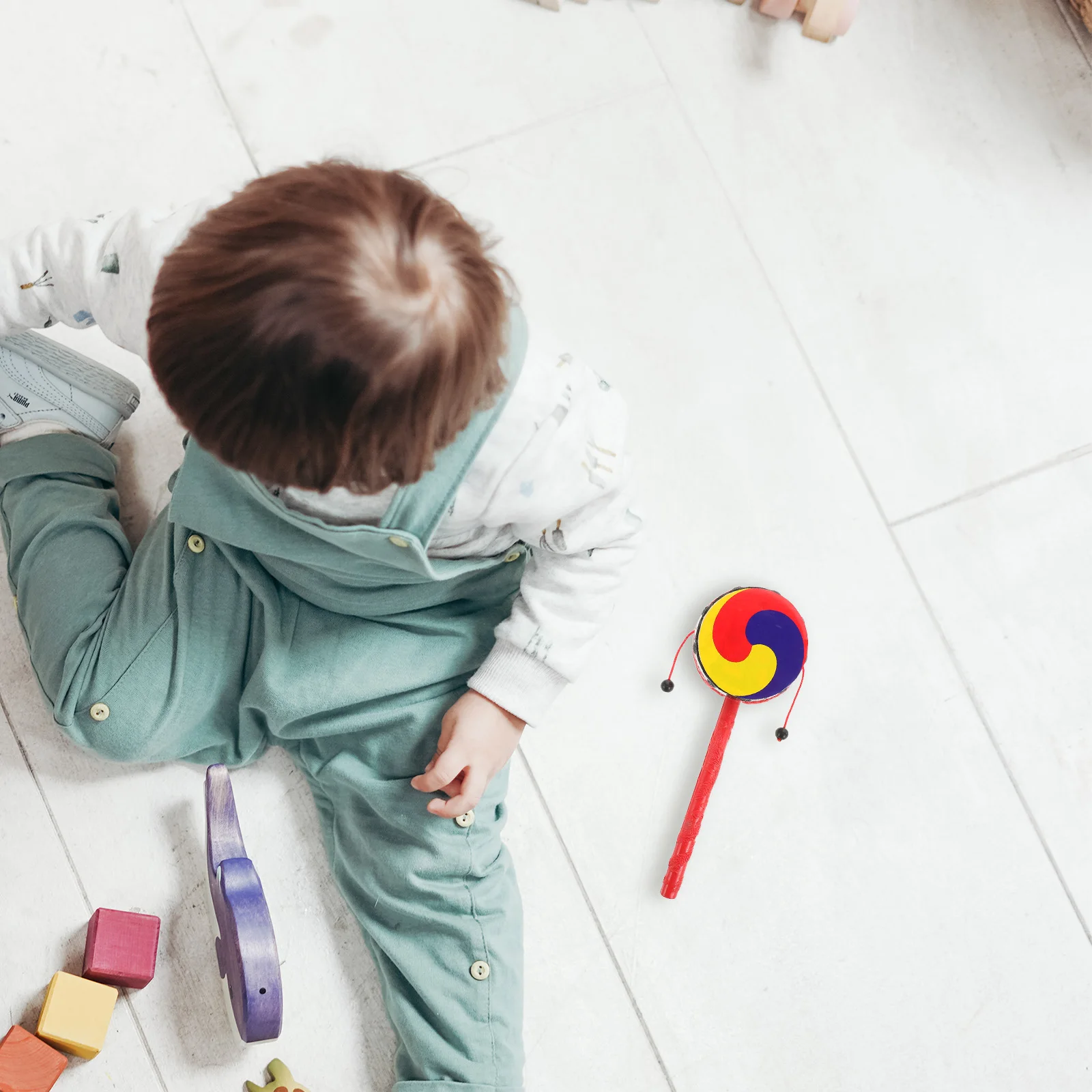 Koreaanse Taeg Kids Hand Peuter Muziekinstrument Voorschoolse Percussie Draaiende Rammelaar Baby Vloertrommel Educatieve Activiteit Hout