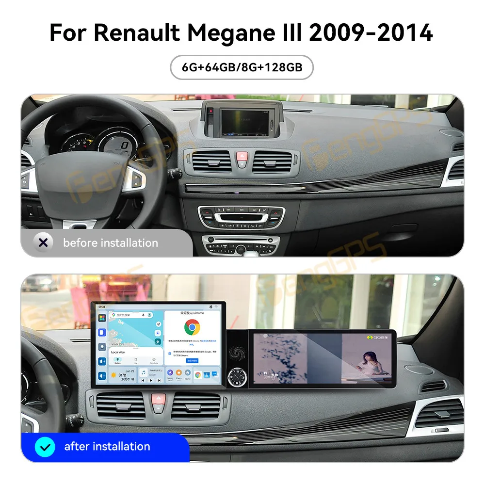 For Renault Megane 3 2009-2014 Android Car Radio Multimedia Video Wireless Carplay Autoradio Stereo GPS Navigation Head Unit