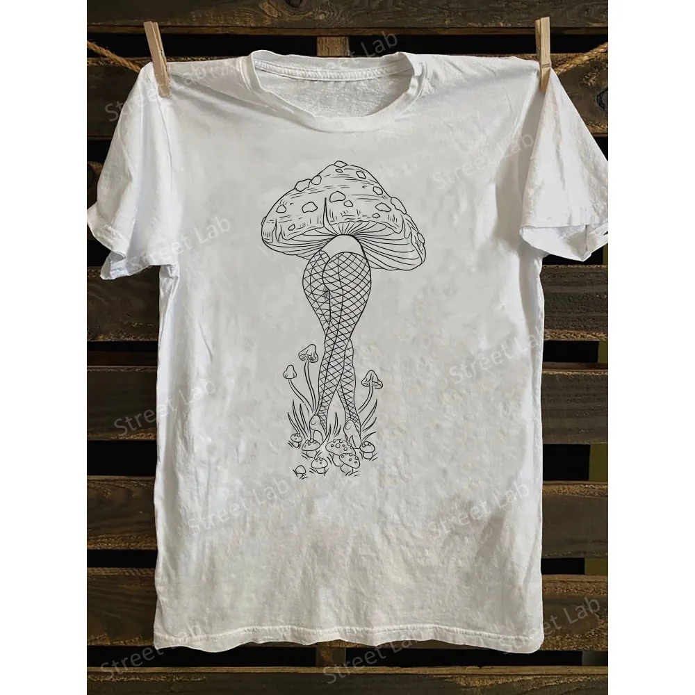 

Мужская футболка в стиле ретро с винтажным принтом - Bold U.S. Стильный, мягкий, 100% хлопок, белый с рисунком грибов и змей, повседневный