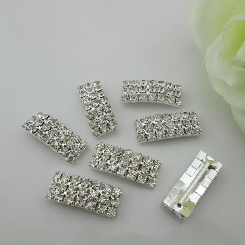 10Pcs Silver Rhinestones Buckles Metal Square Ribbon Decoration Buckle Diy Handwork Jewelry Accessory Supplies