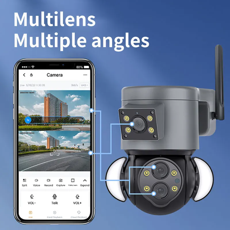 

8MP IPC360home APP Dual Lens 10x Zoom Floodlight Full Color WIFI /4G IP Camera AI Humanoid Detection Security Baby Monitor