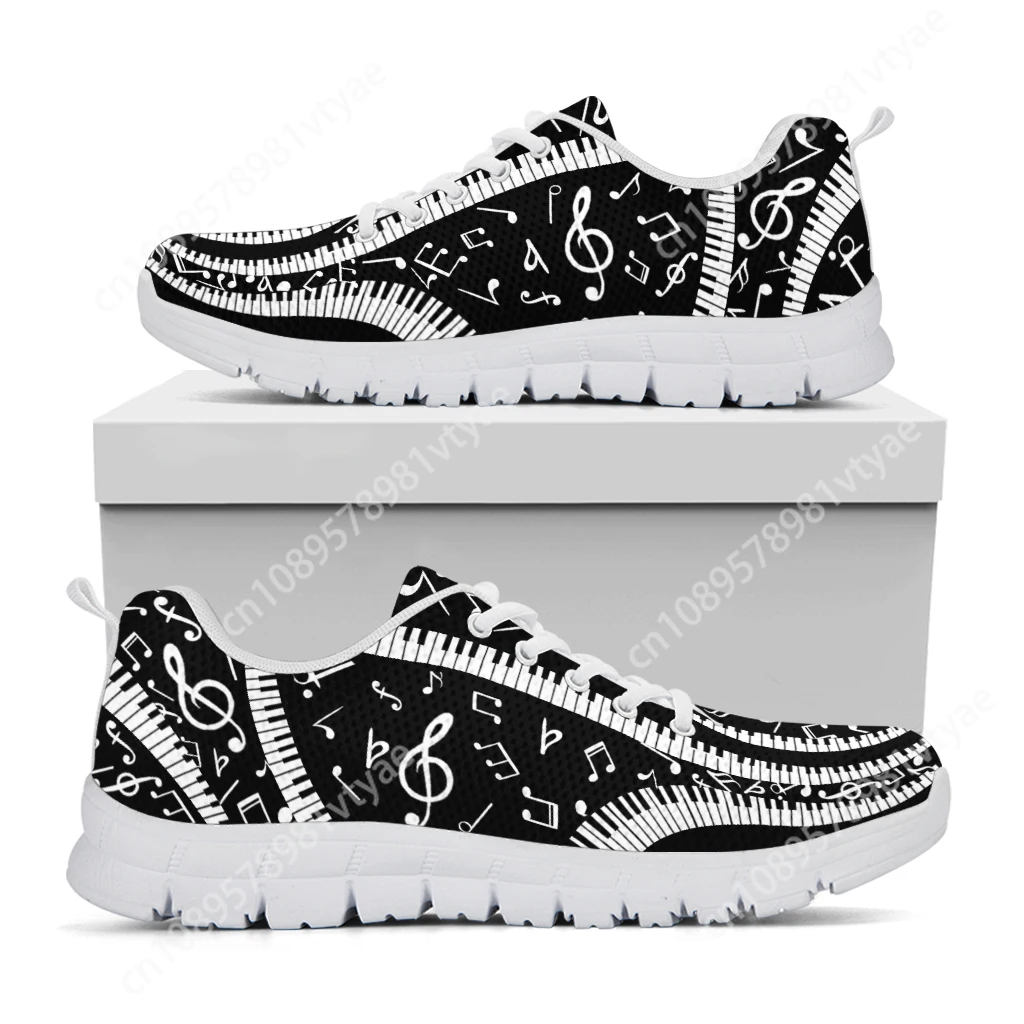 Custom Made Autumn Women Flats Shoes Art Style Piano Keyboard Music Note Print Air Mesh Casual Sneakers 2022 Zapators De Mujer