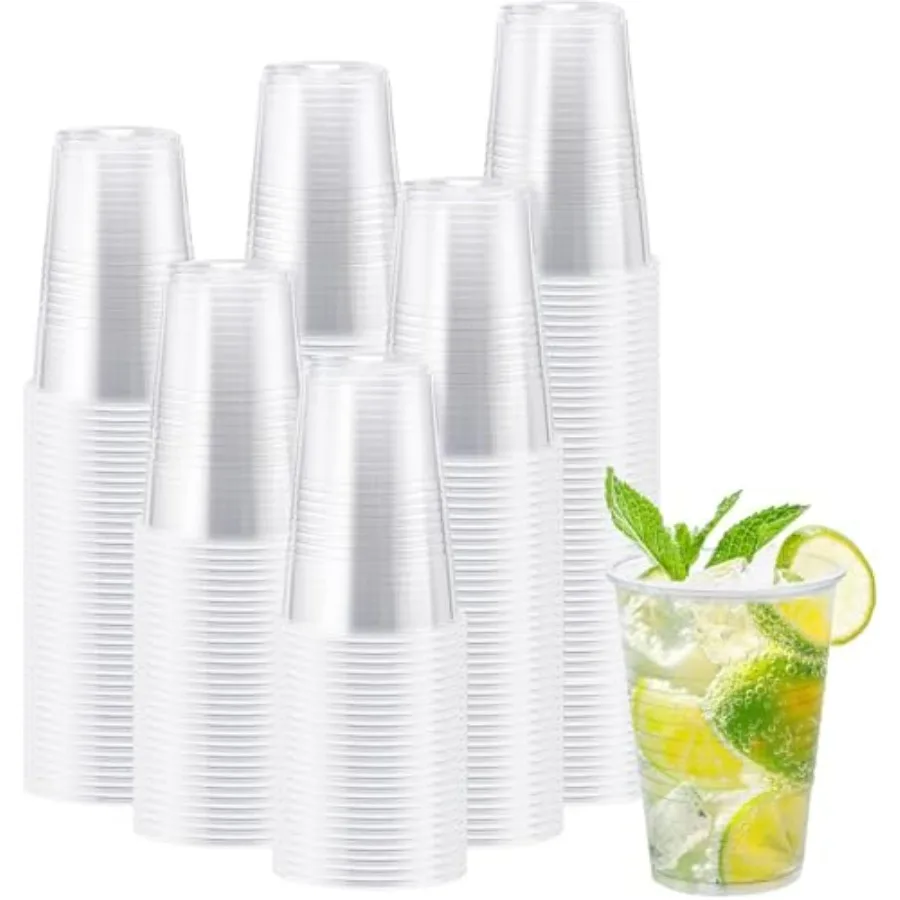 

300 Pack 12 oz Clear Plastic Cups, 12 oz Disposable Cold Drinking Cups for Party, Picnic, BBQ, Travel, Christmas, Events