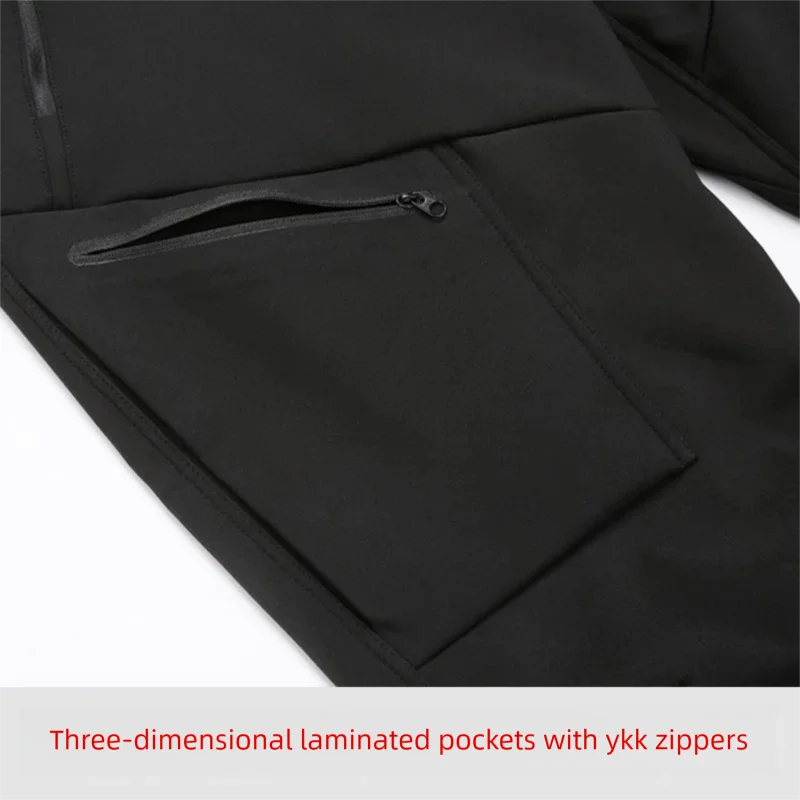 メンズオールウェザー ソフトシェルパンツ - 防風/撥水ハイキングパンツ（一体型ベルト＆フリース裏地付き）（4方向ストレッチ）