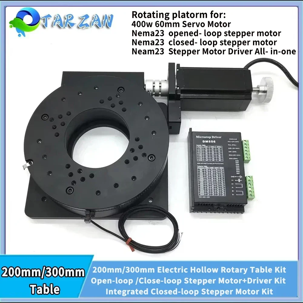 360 Degree Indexing Plate High Precision Electric Rotary Table Ratio 180/288:1 Nema 23 Step Motor Drive Kit Replacement DD Motor