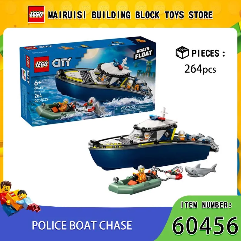 

Lego City Group Series 60456, полицейская лодка, погоня для мальчиков и девочек, обучающие строительные блоки, игрушки, подарок на день защиты детей