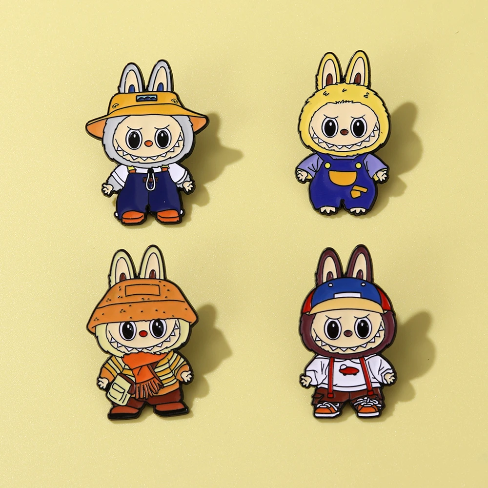 4 قطع لطيف الكرتون شيطان الوحش المينا بروش الإبداعية دمية تصميم التلبيب شارة بدبوس مجوهرات هدية لصديق الطفل