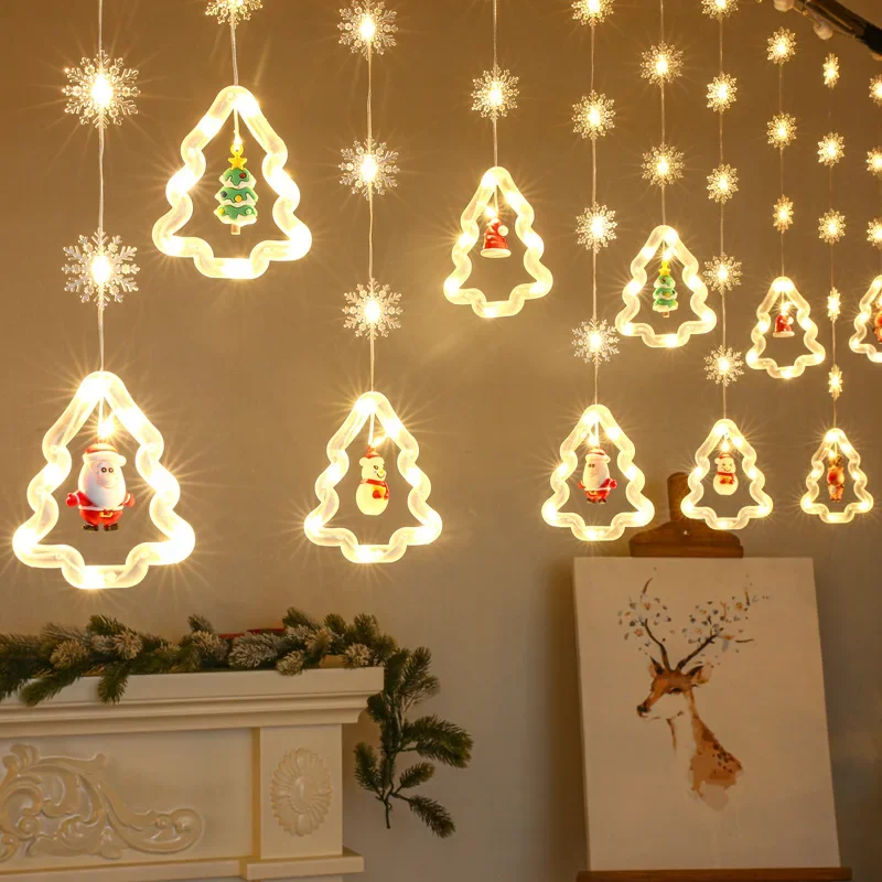 3Pcs/Lots Christmas Decoration Led Light String Christmas Tree Modeling Lights Interior Ambient Light USB Curtain Light