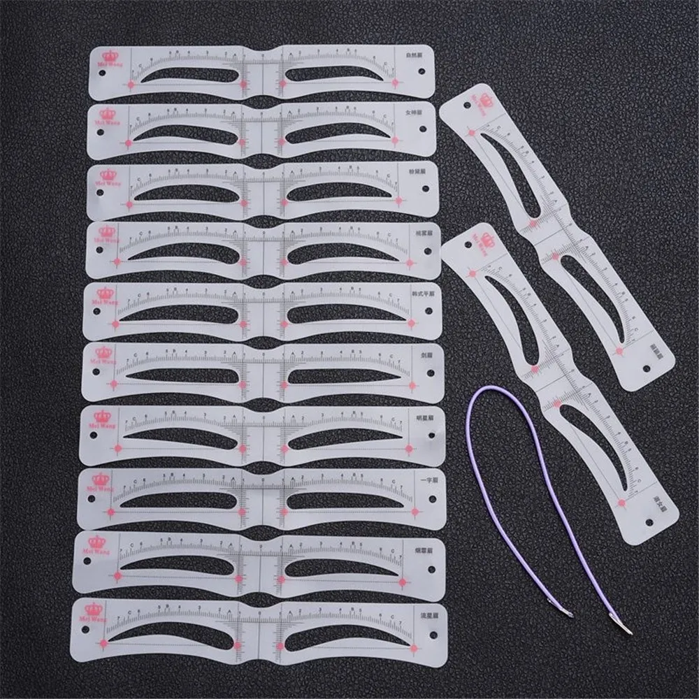 New Fixable Eyebrow Stencil Grooming Shaper Template Set Reusable Stickers Make Up Cosmetic Tools for Eye Brow Stamp Pen Pencil