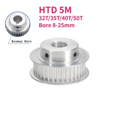 1pcs HTD 5M 32T/35T/40T/50 Teeth Timing Pulley Bore 8-25mm Keyway Synchronous Pulley BF Type Belt Width 15/20mm