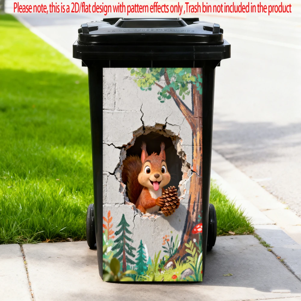

Squirrel Hole Wall Design Trash Can Sticker Bin Stickers Waterproof Self Adhesive Wallpaper Home Wall Art Kitchen Decoration