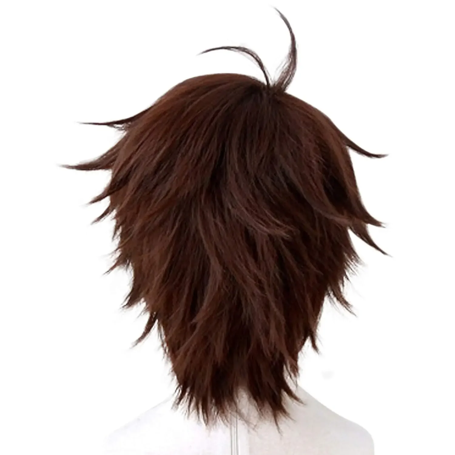 Parrucca Cosplay per Anime Party for Halloween Short Straight Brown for Men Peluca marron parrucca sintetica per capelli ragazzi Costume Nartual