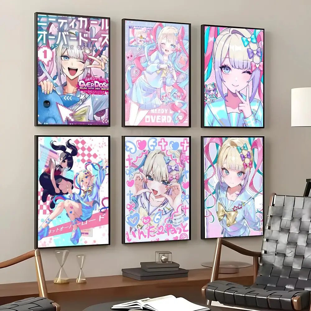 Game Needy Girl Overdose Poster Self-Adhesive Waterproof Wall Stickers Coffee Bar Home Wall Decor