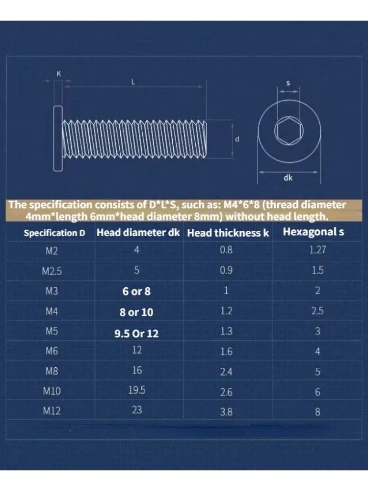 M6 M8 M10 M12 CM Hex Hexagon Socket Ultra Thin Super Low Flat Wafer Head Allen Cap Screw Bolt 304 stainless steel Length 6~120mm