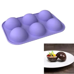 6 Holes Half Ball Sphere Chocolate Silicone Mold Round Semi Sphere Cake Silicone Baking Molds For Dessert DIY Jelly Dome Mousse