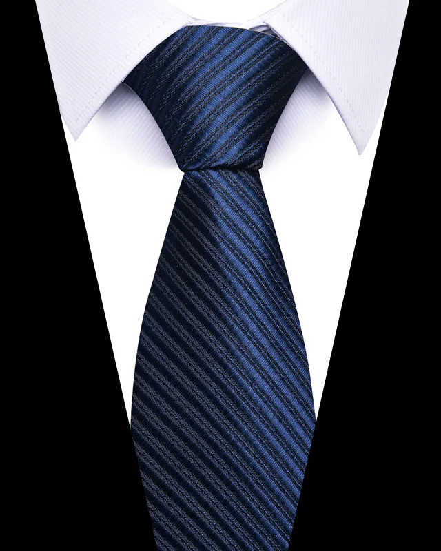 Hochwertige Hochzeitskrawatten für Männer, modisch, neuer Stil, blauer Streifendruck, Krawatten, tägliches Büro, Bekleidung, Accessoires, Geschenk für Männer – Detail 4
