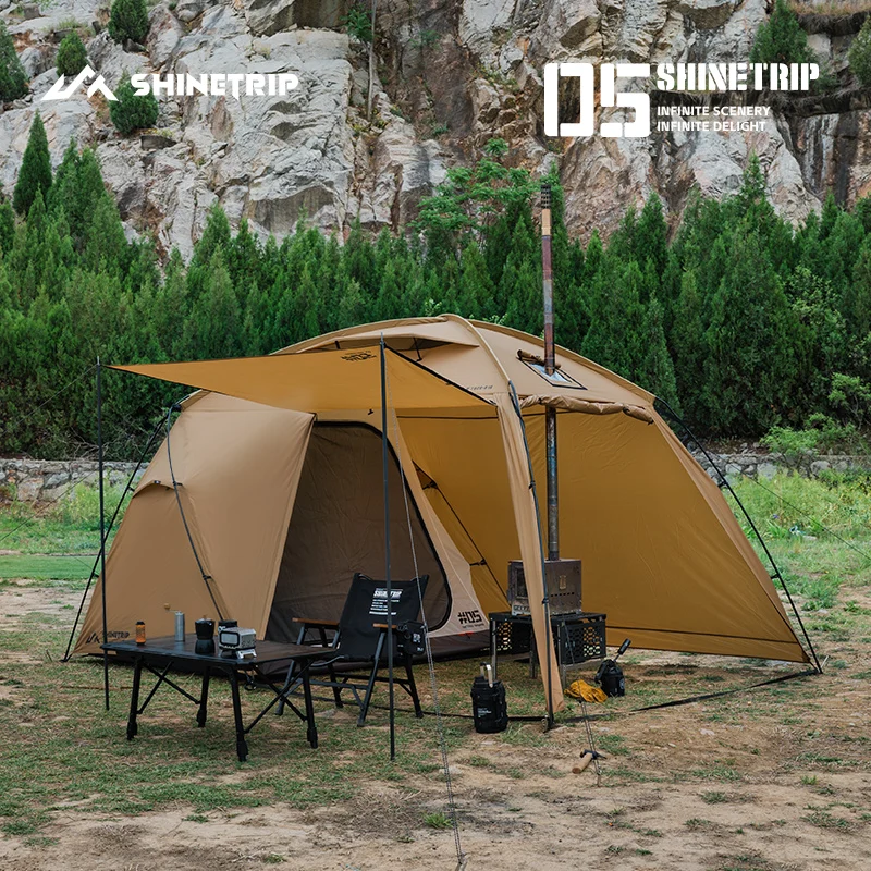 Outdoor Camping Tent ShineTrip Double Doors Large Space Removable Inner Tent Multi Setup Mode Waterproof Portable 4 Seasons Tent