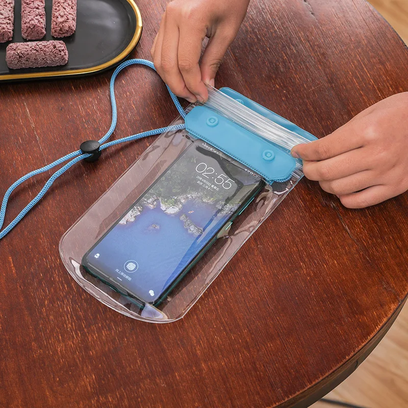 حقيبة هاتف محمول سميكة مقاومة للماء بثلاث طبقات، حافظة هاتف محمول شفافة مقاومة للماء تعمل باللمس، حقيبة هاتف محمول كبيرة خاصة مقاومة للماء