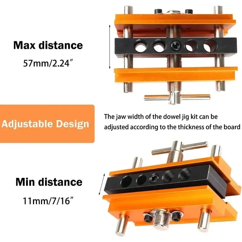 Self Centering Dowel Jig Kit Woodworking Drill Guide for Straight Hole Portable Drill Block for Wood Dowel Hole with 6 Sleeve