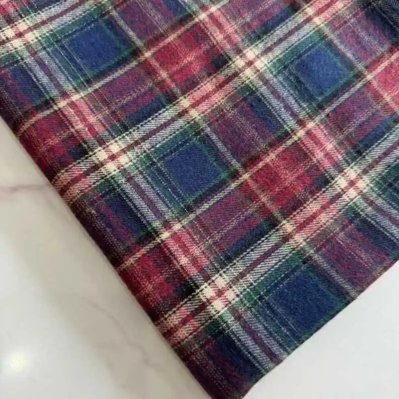 High Quality Brushed Plaid Fabric By The Meter for Shirts Clothing DIY Sewing Plain Polyester Cotton Textile Soft Skin-friendly