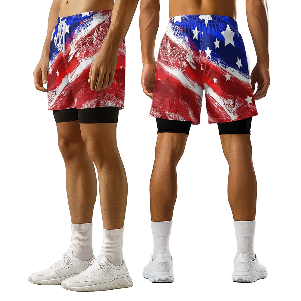 Original design Independence Day collection Summer 3D Premium print casual trend Sports High Street Ice skating camo shorts