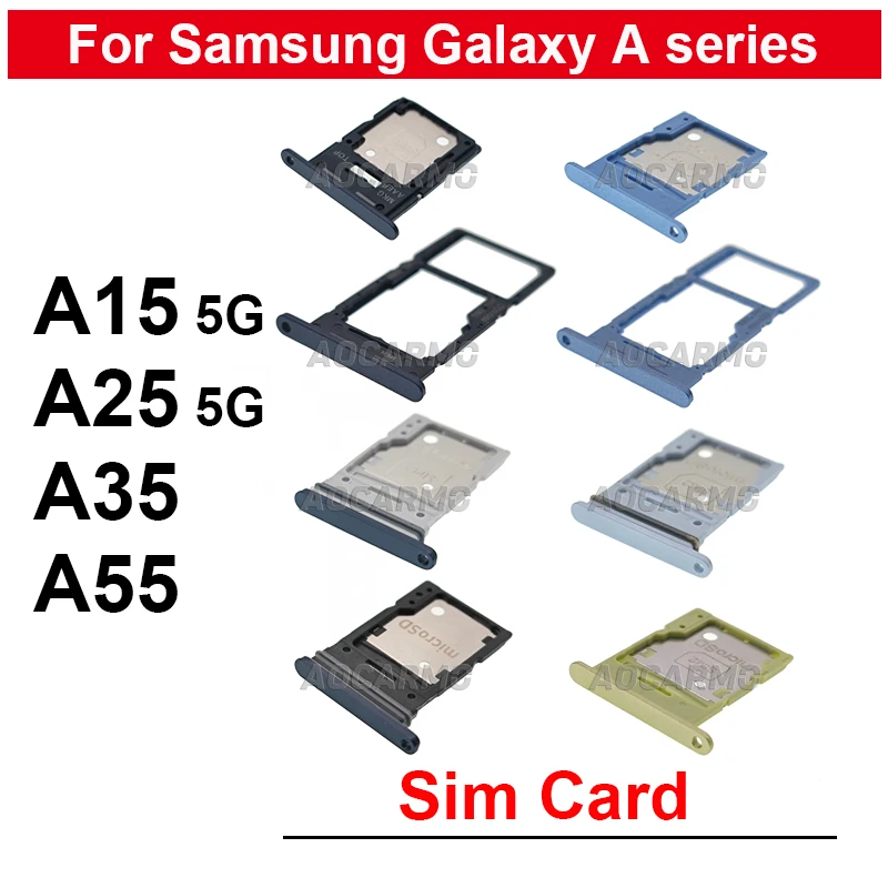 For Samsung Galaxy A15 5G A25 A35 A55 Sim Card Sim Tray Micro SD Card Holder Socket Slot Replacement Parts