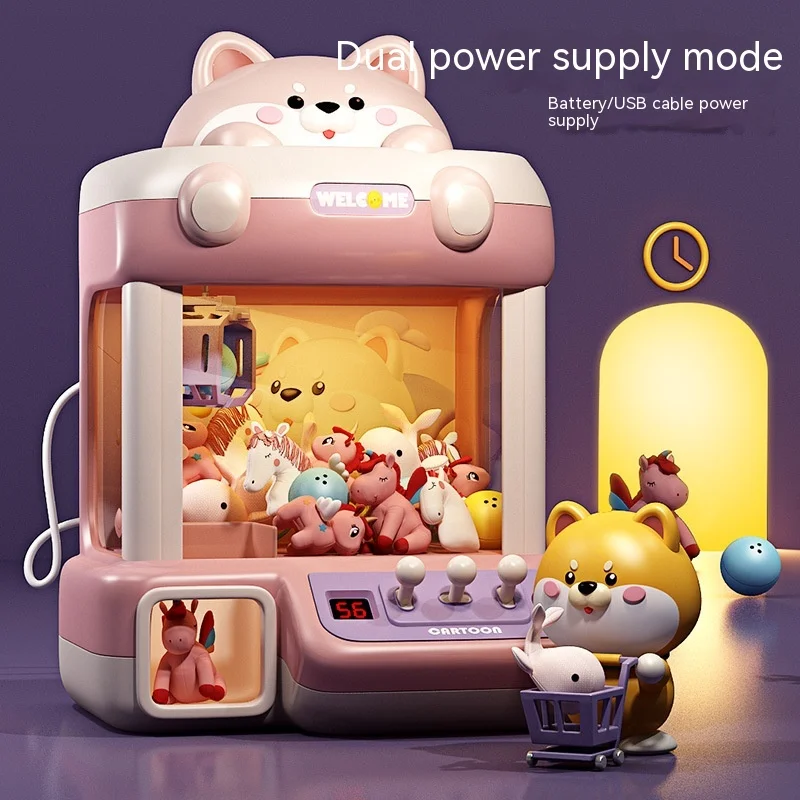 Diy Automatic Coin Operated Play Game Doll Machine Kids Claw Machine Crane Household Mini Mini Jeux Toy Music Doll For Christmas