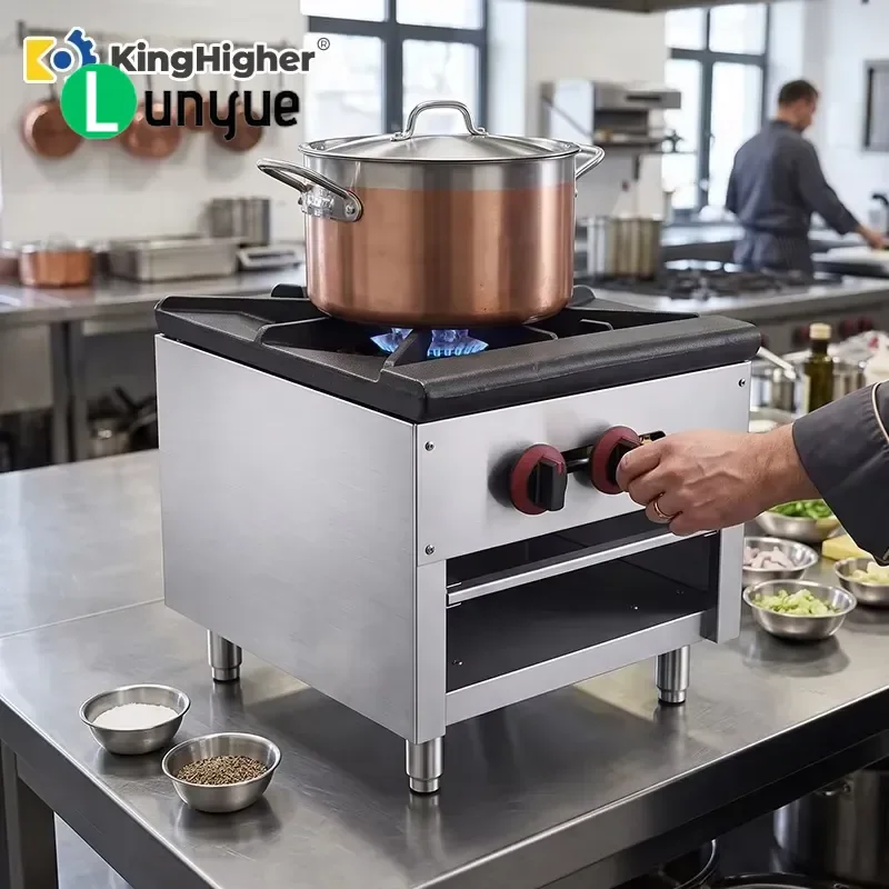 Commercial Stainless Steel Freestanding Gas Cooker Single Burner LPG Kitchen Stove for Restaurant High Efficiency Durable