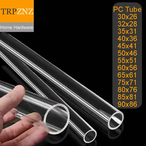 Polycarbonate PC Tube Plastic Rigid Pipe OD 30 32 35 40 45 50 55 60 65 75 80 85 90mm High Transparency Hard for Lampshades