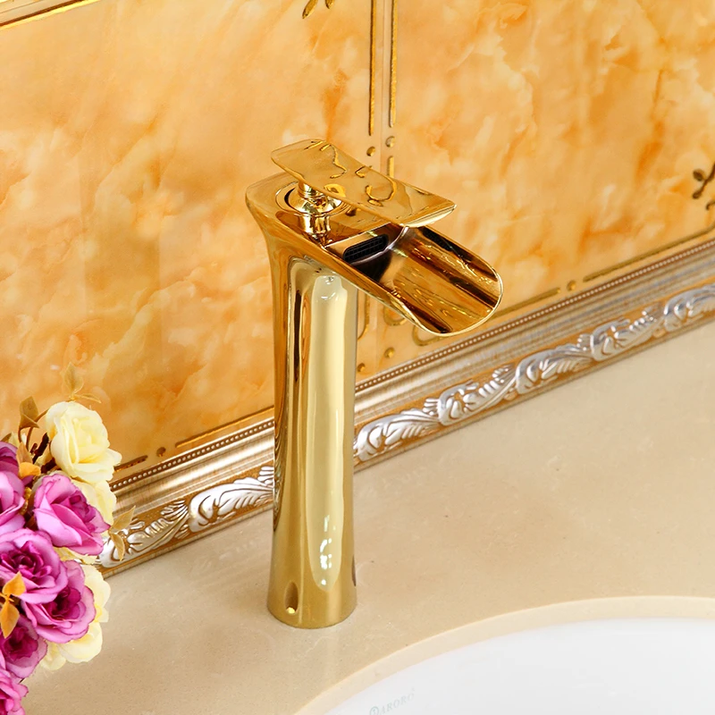 

Household European American washbasin faucet Hot and cold washbasin faucet Undercounter basin Marble gold faucet