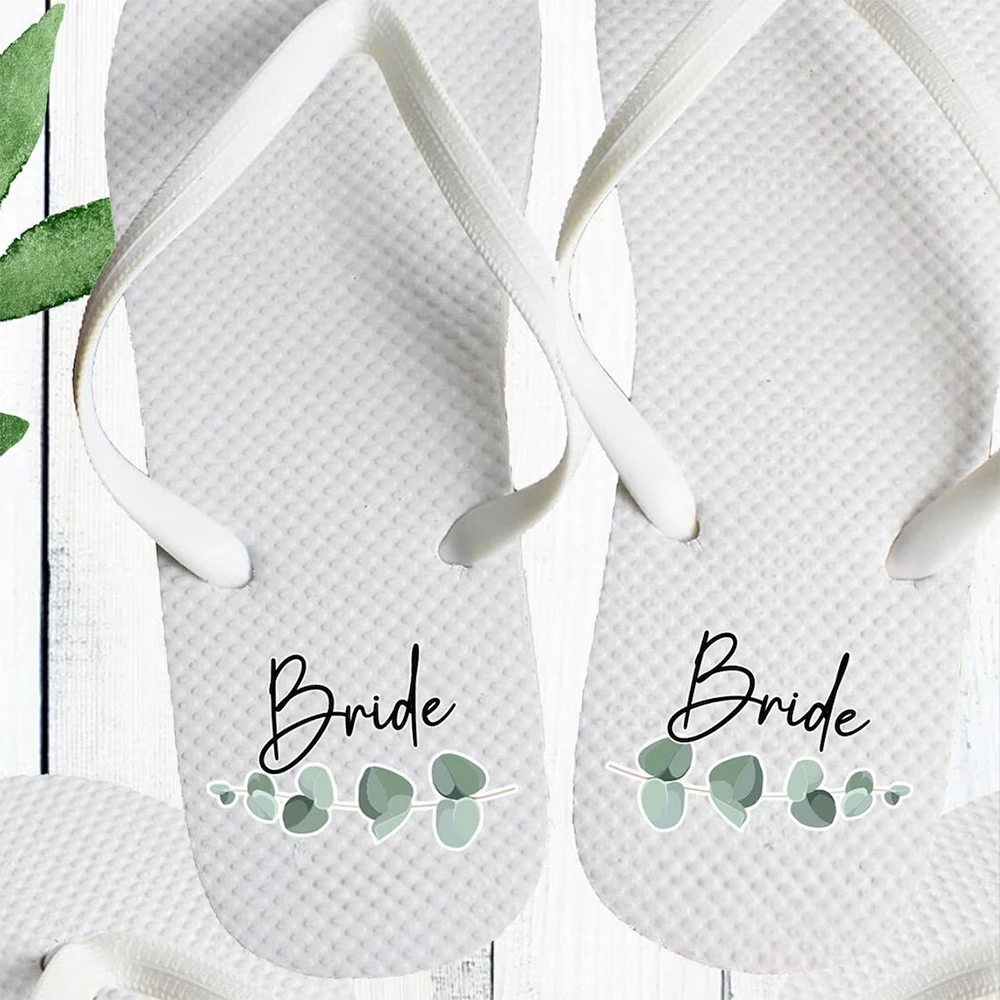 العروس وصيفه الشرف الوجه يتخبط مع تصميم الأوكالبتوس أفعل طاقم الصنادل هدايا حفلات الزفاف لحفلات الزفاف الصيف لوازم الزفاف