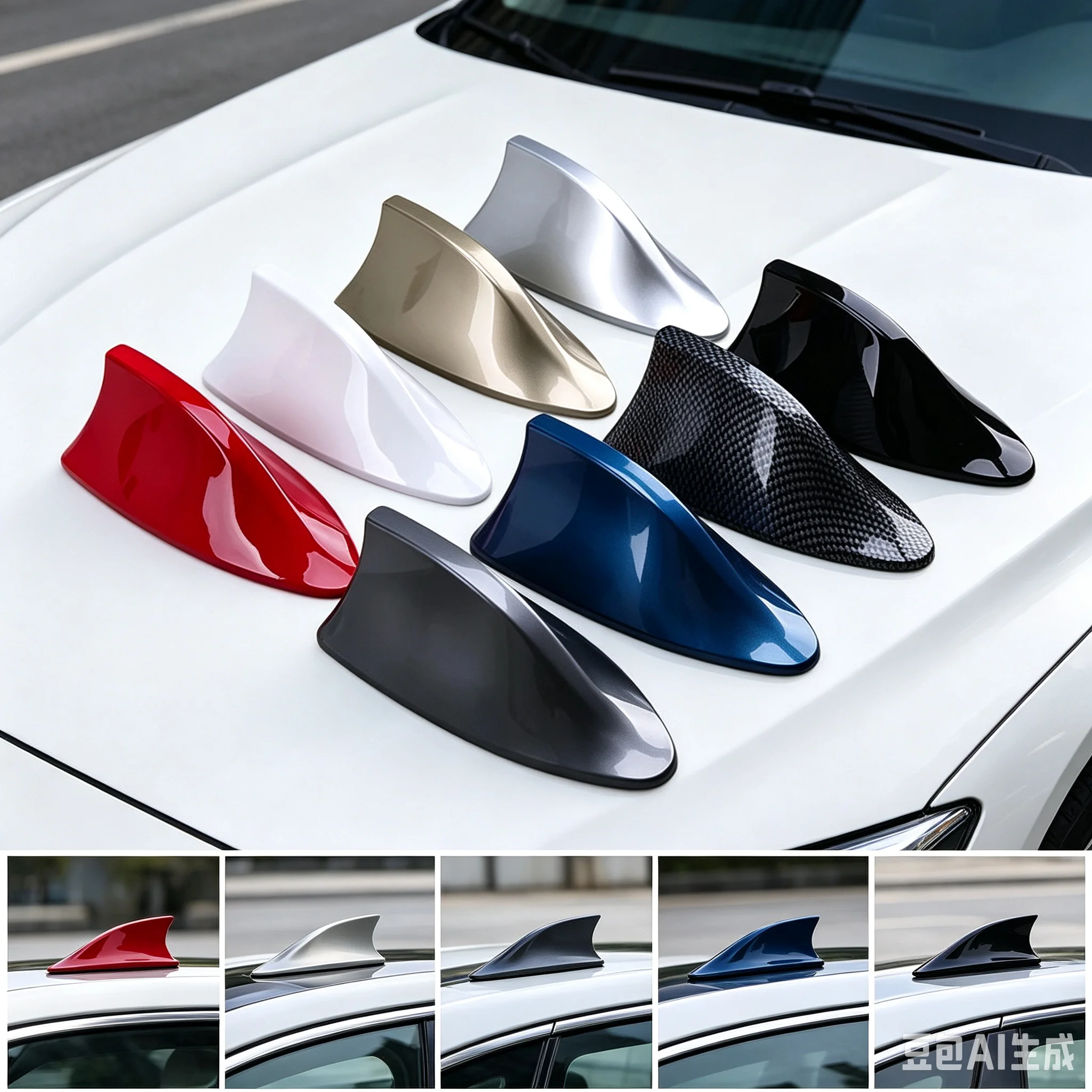 Universal Car Carbon Fiber Roof Antennas Signal Shark Fin Antenna Auto Roof FM AM Radio Aerial Replacement