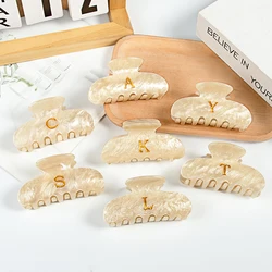 New Creative Design 8.6CM Cream-Coloured  Letter Hair Clip Simple Acrylic Shark Clip Hair Accessories For Temperament Girls