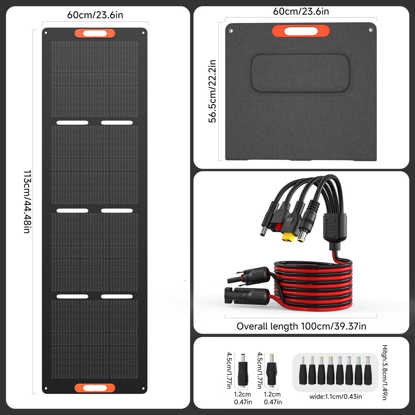 RVPOZWER 200W/100W faltbares Solarpanel, IP68 wasserdicht, tragbares Solar-Ladepanel, hocheffizient, für Powerstation im Freien