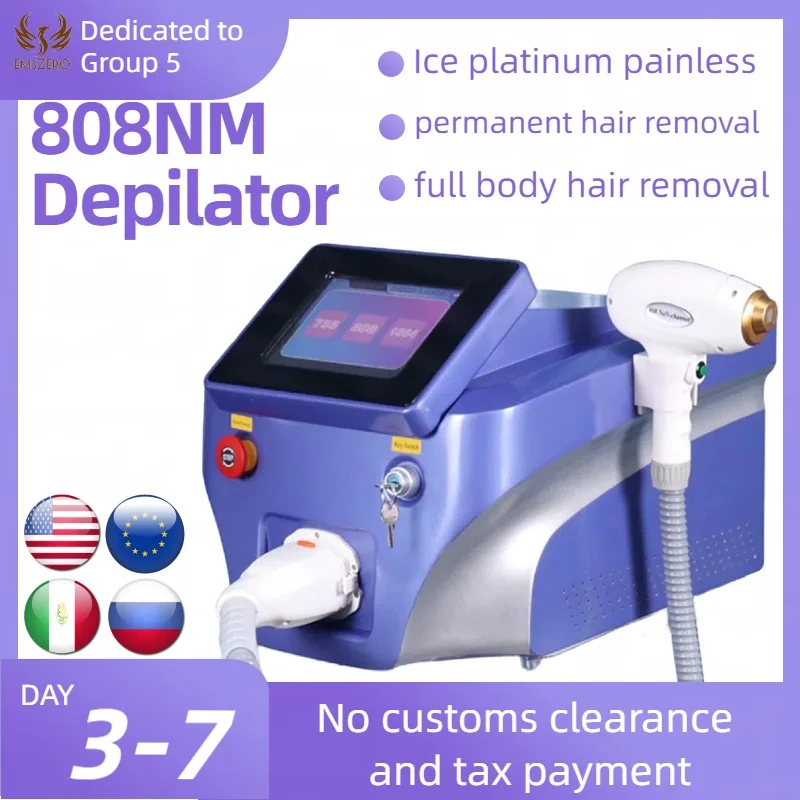 

808 Professional Diode Laser Hair Remover Machine Ice platinum Painless Depilator 3 wavelengths Permanent epilation 755 808 1064